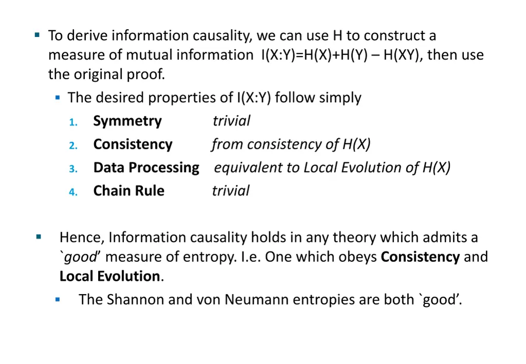 to derive information causality