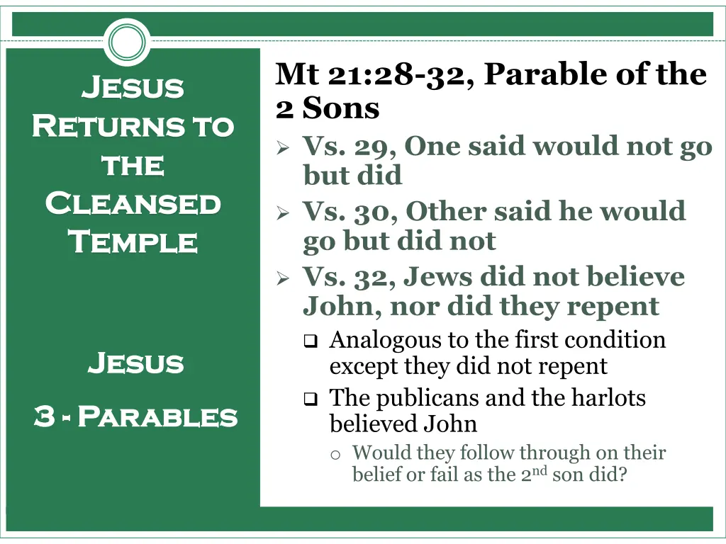 mt 21 28 32 parable of the 2 sons vs 29 one said