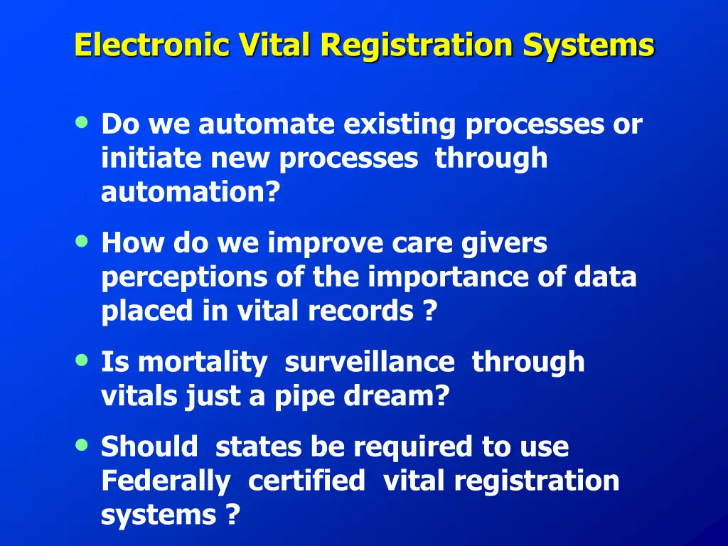 electronic vital registration systems