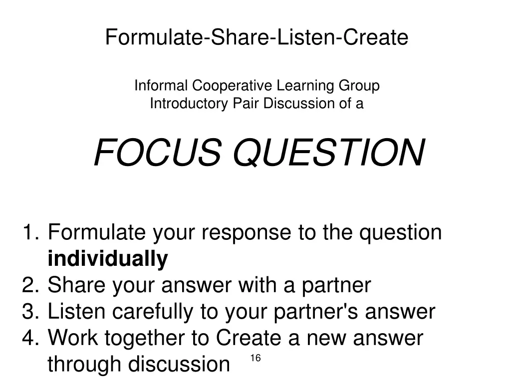 formulate share listen create