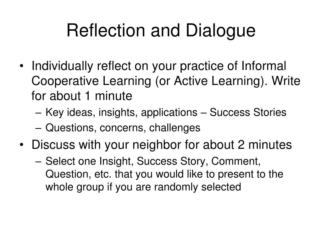 reflection and dialogue