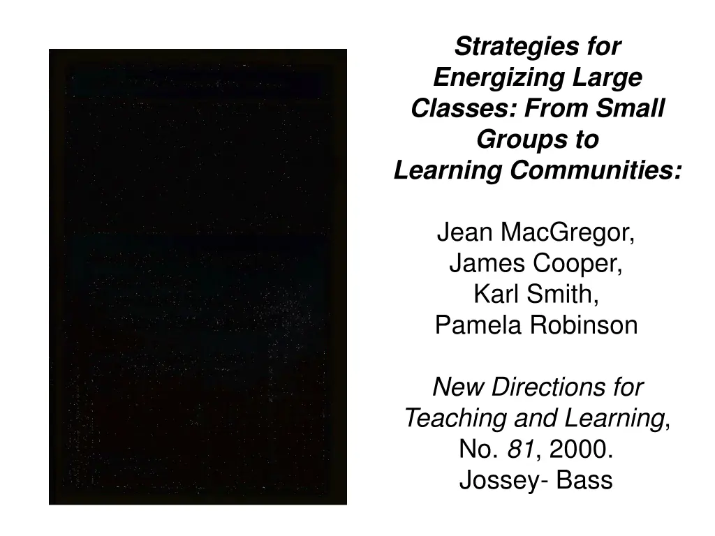 strategies for energizing large classes from