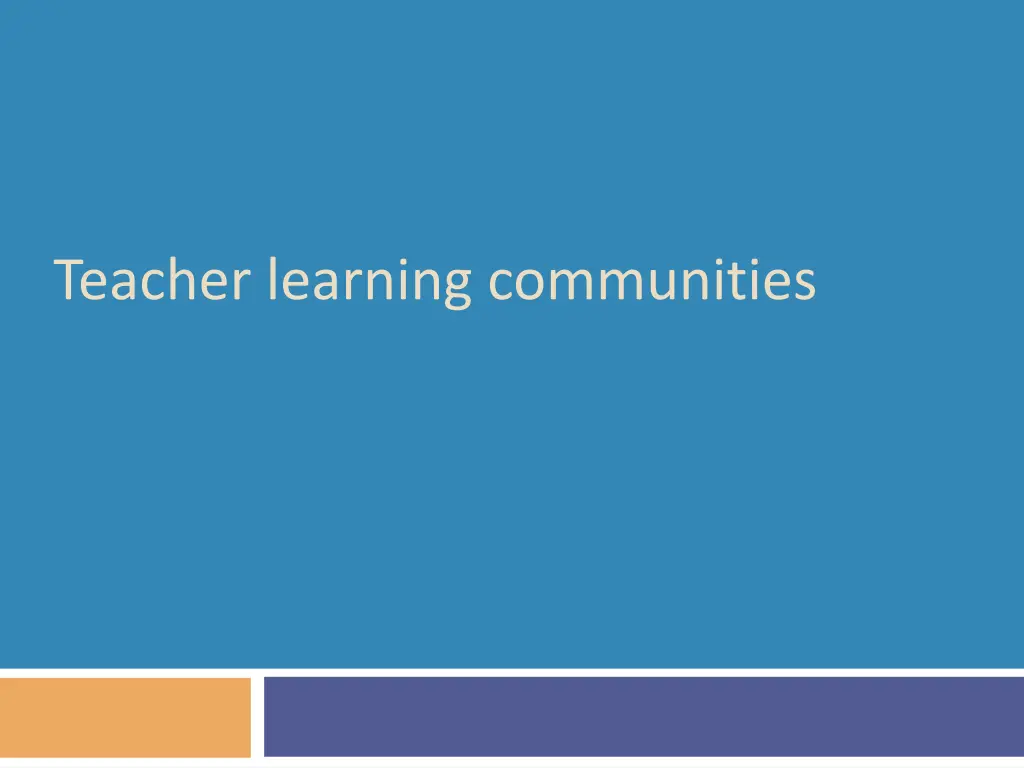 teacher learning communities