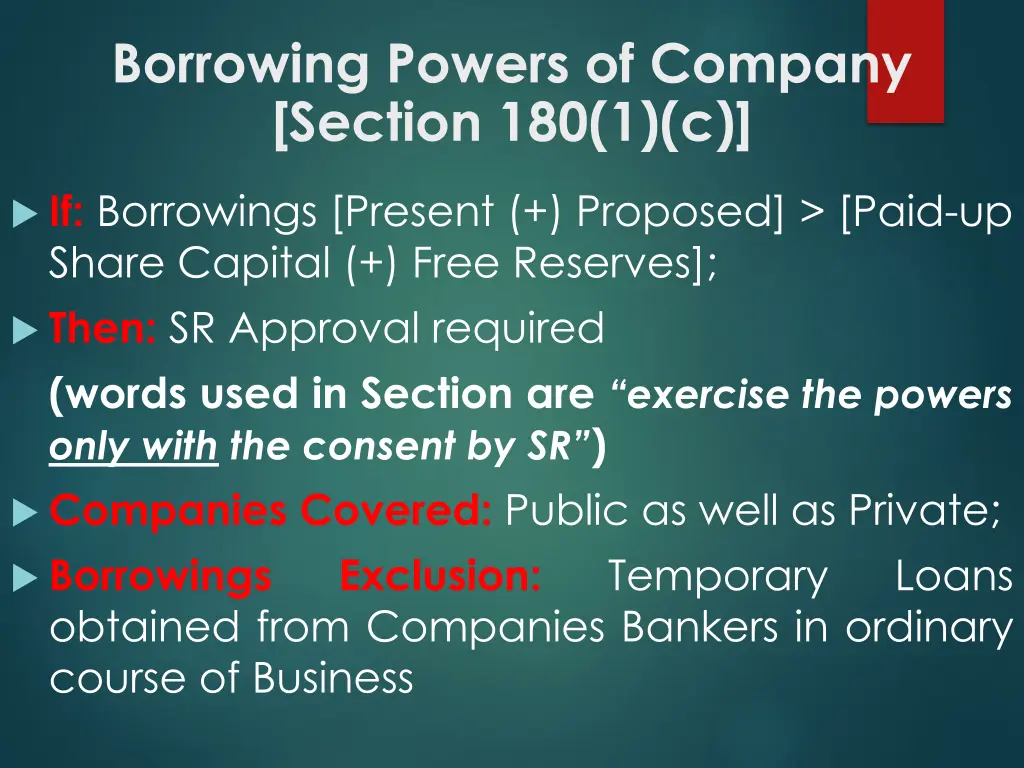 borrowing powers of company section 180 1 c