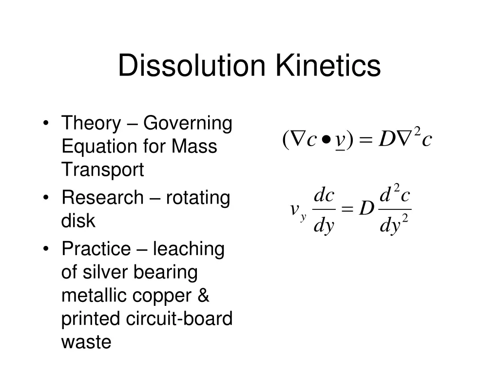 dissolution kinetics