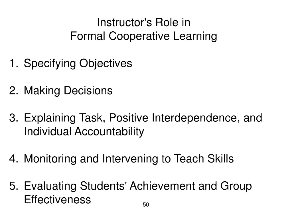 instructor s role in formal cooperative learning