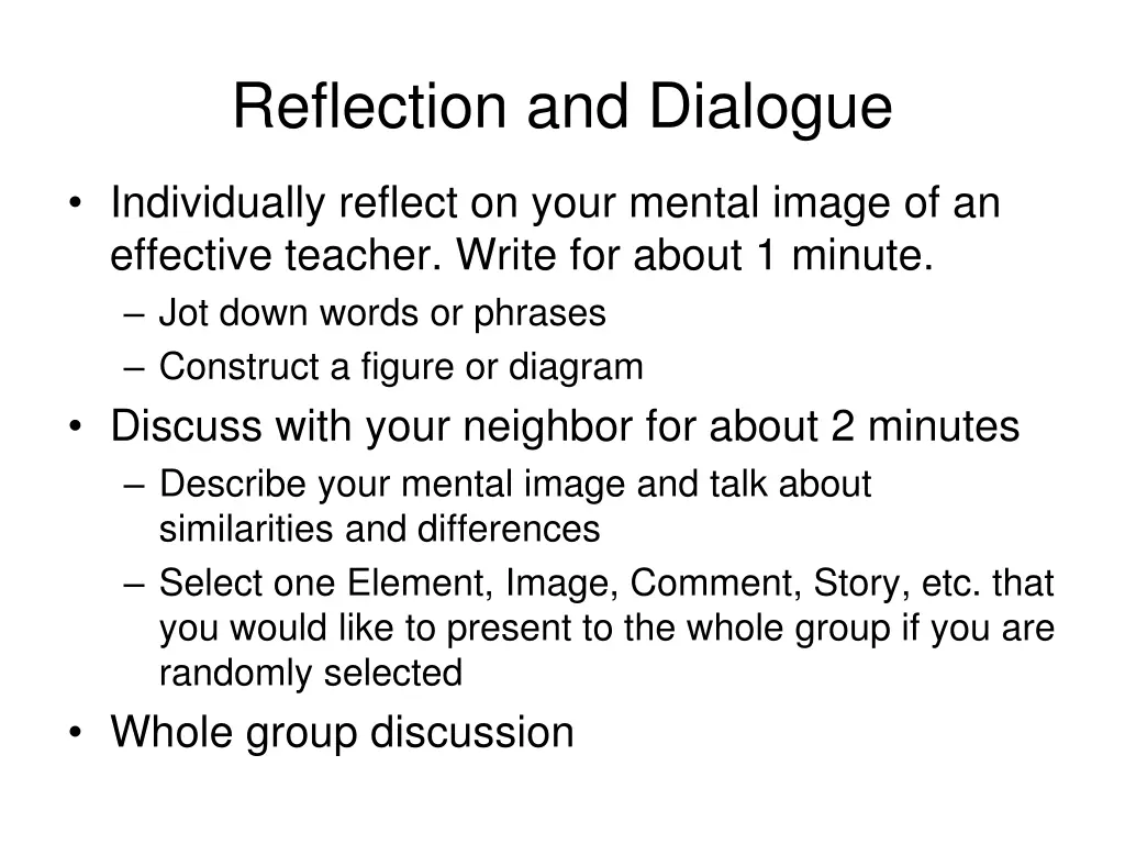 reflection and dialogue 1