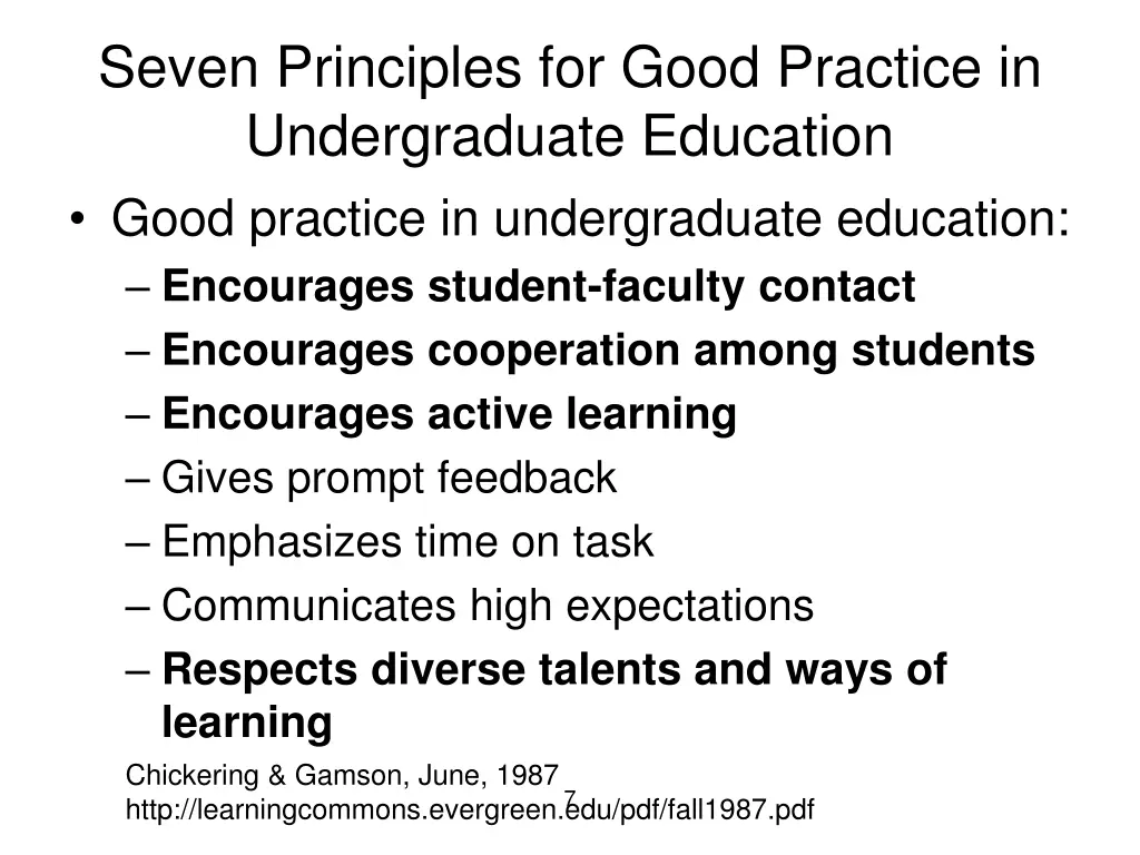 seven principles for good practice