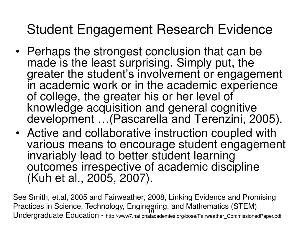 student engagement research evidence