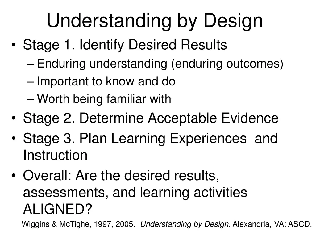 understanding by design stage 1 identify desired