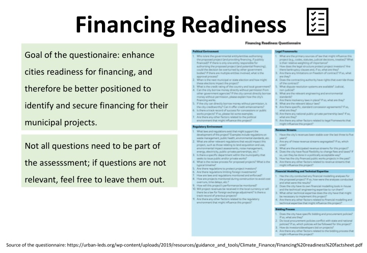 financing readiness