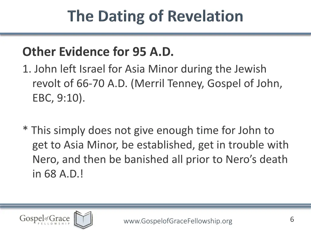 other evidence for 95 a d 1 john left israel