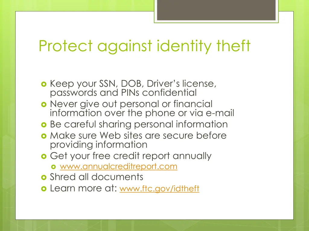 protect against identity theft