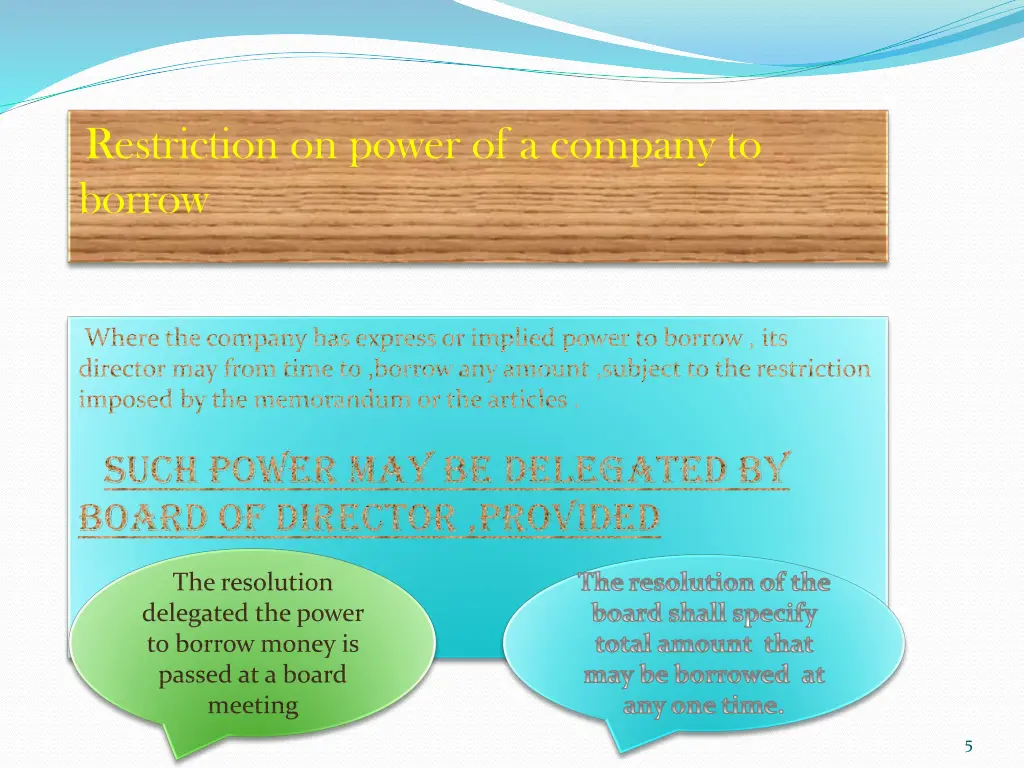 restriction on power of a company to borrow