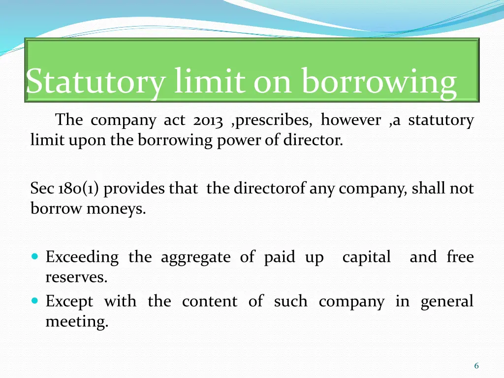 statutory limit on borrowing