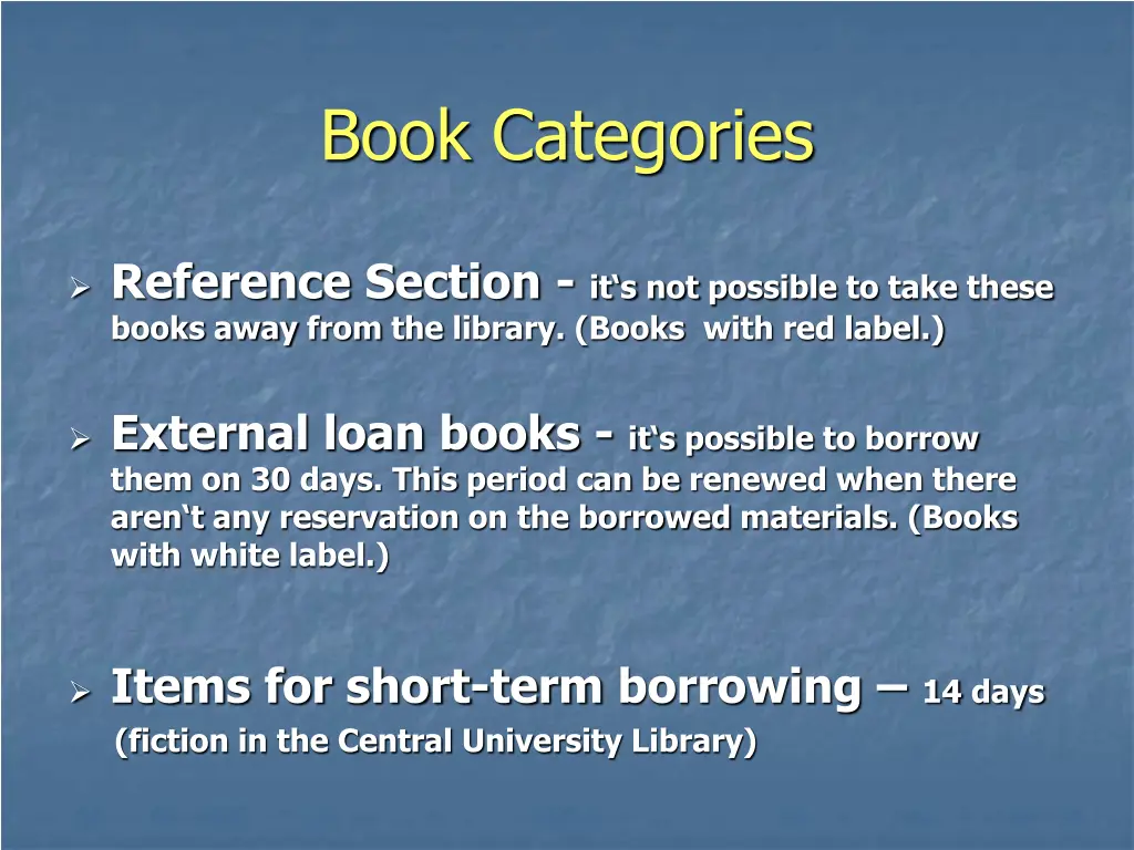 book categories