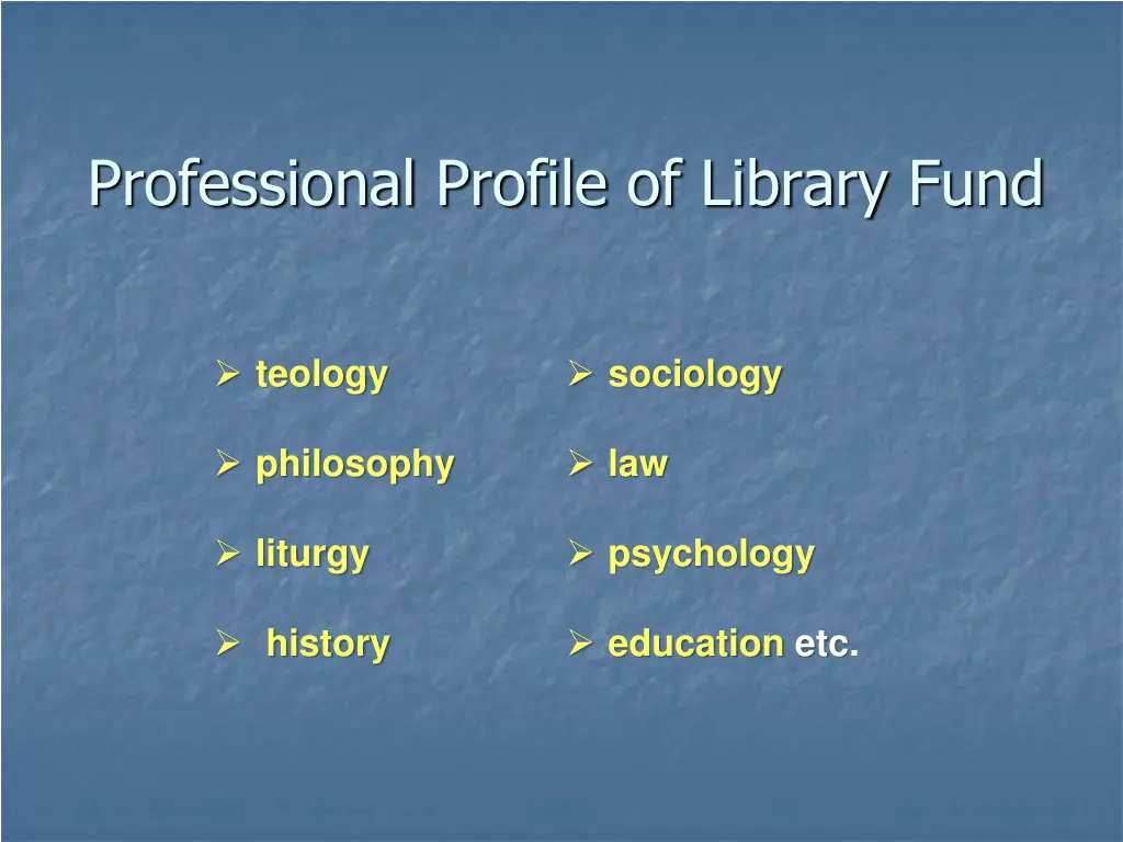 professional profile of library fund