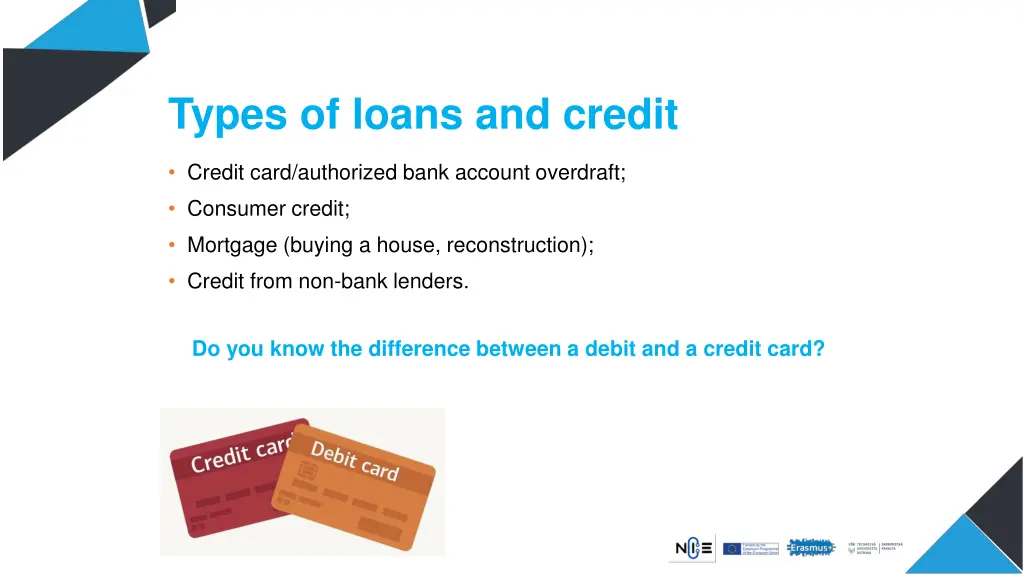 types of loans and credit