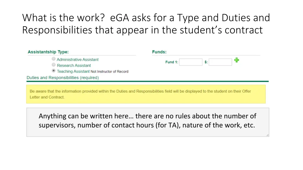 what is the work ega asks for a type and duties