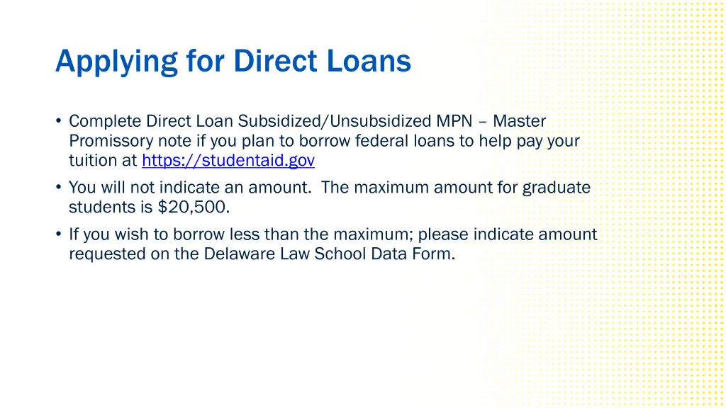 applying for direct loans