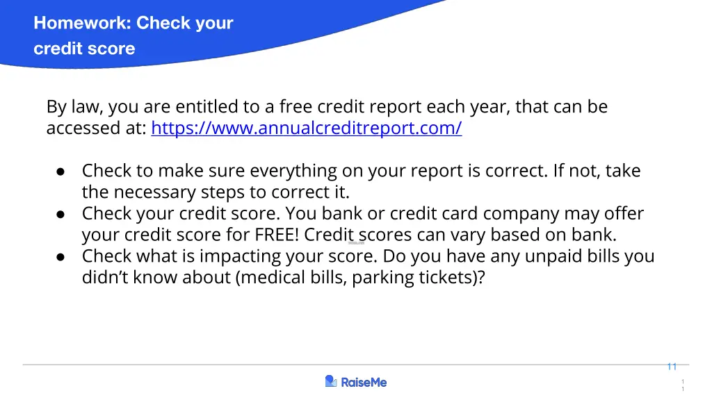 homework check your credit score