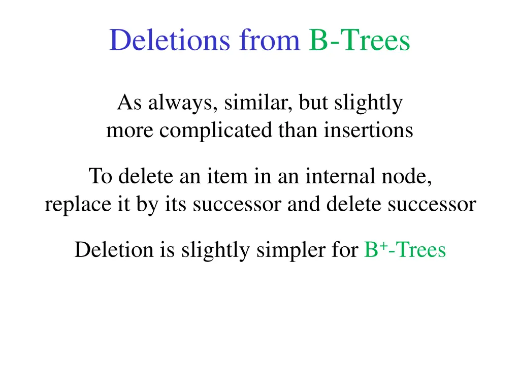 deletions from b trees