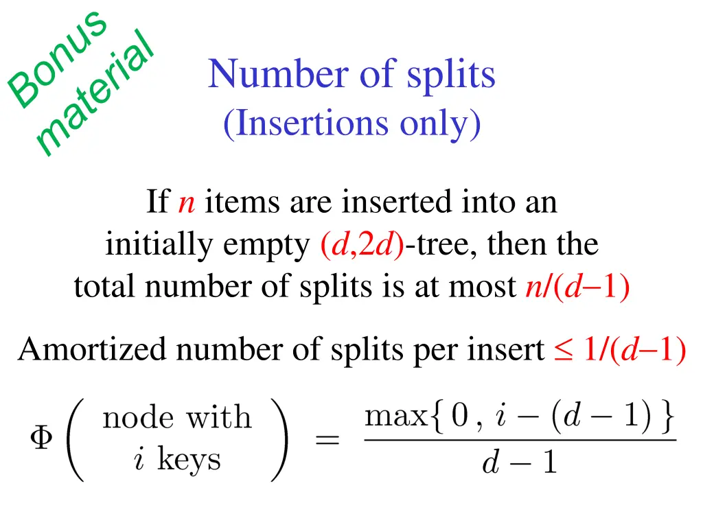 number of splits insertions only