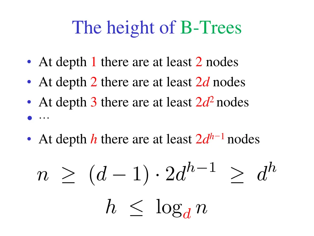 the height of b trees