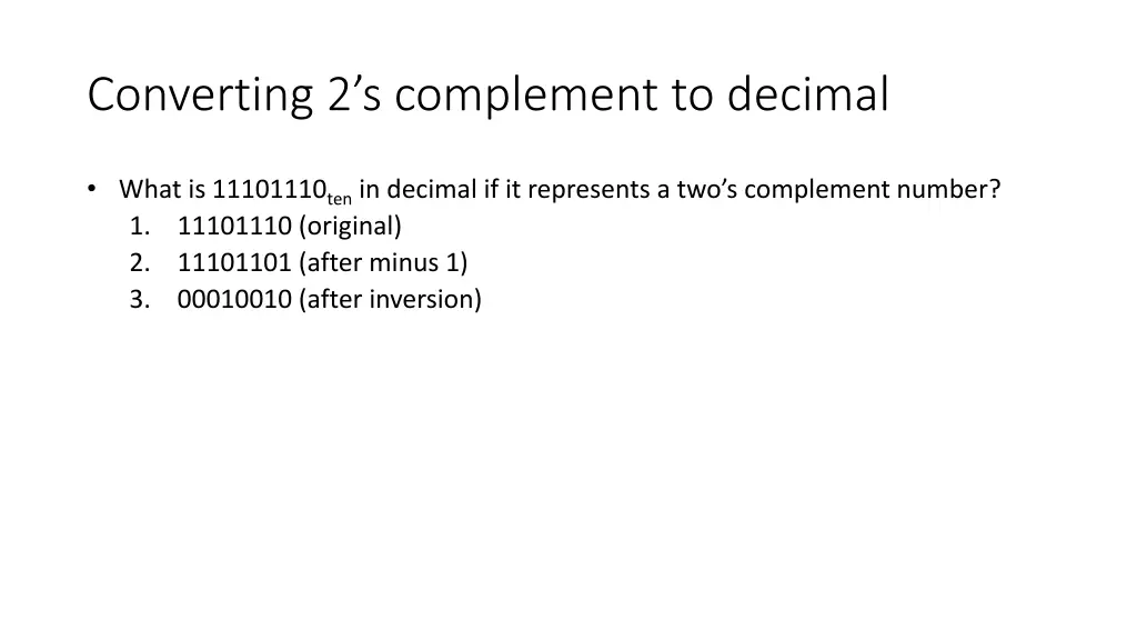 converting 2 s complement to decimal