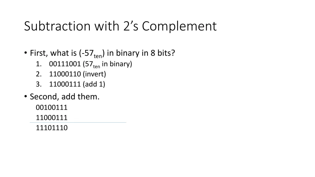 subtraction with 2 s complement 1