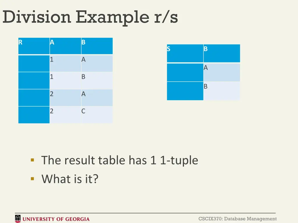 division example r s