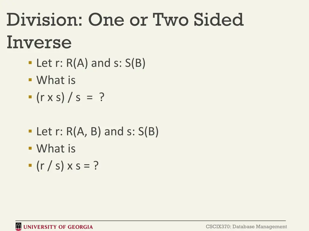 division one or two sided inverse