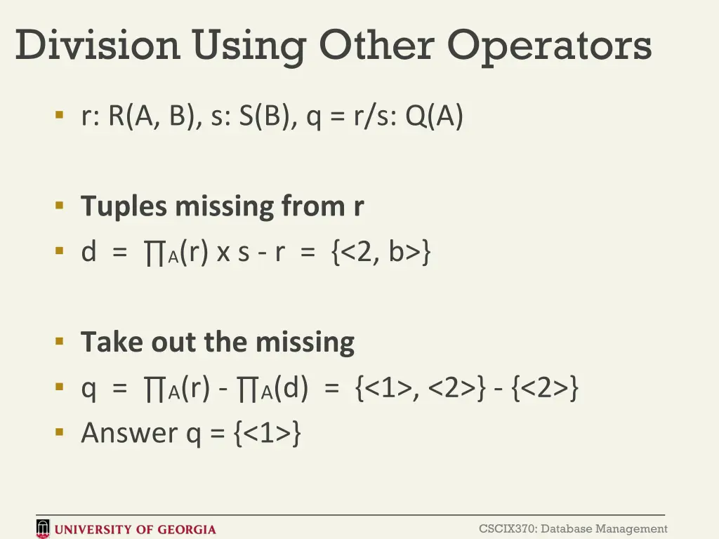 division using other operators