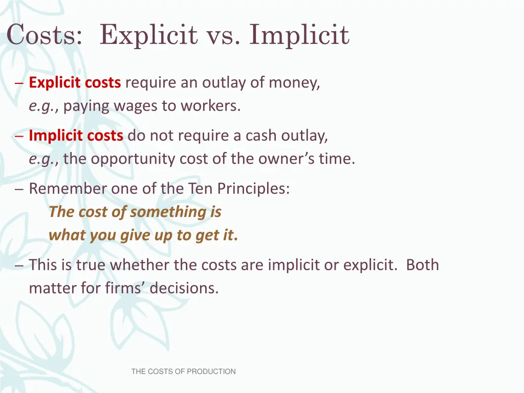 costs explicit vs implicit