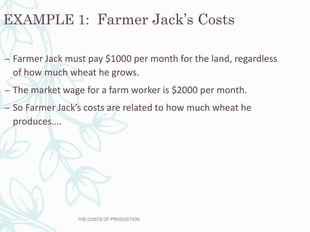 example 1 farmer jack s costs