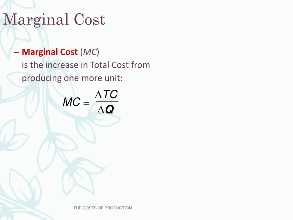 marginal cost