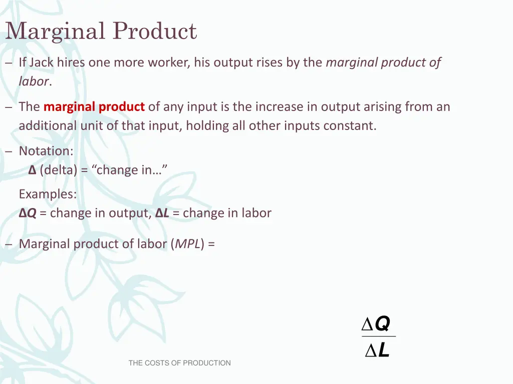 marginal product