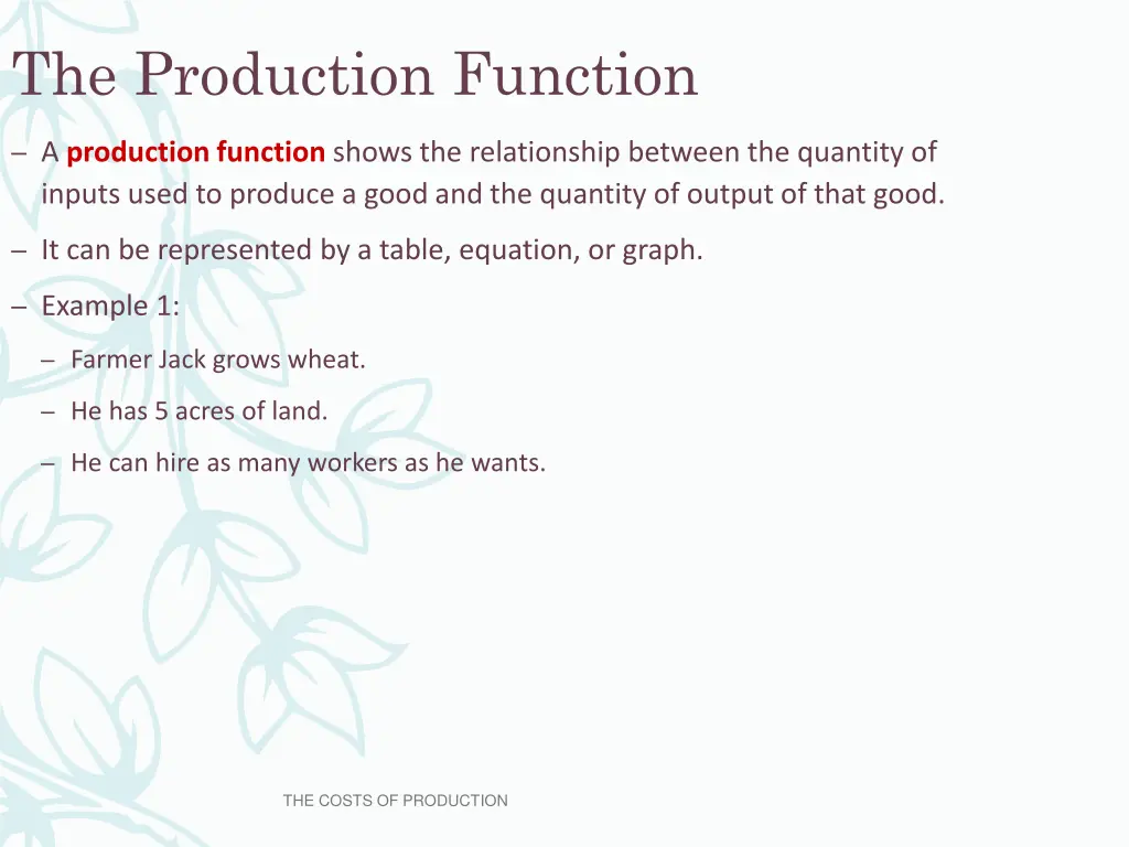 the production function