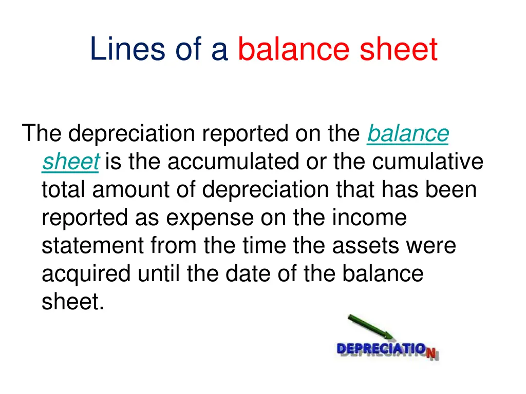 lines of a balance sheet