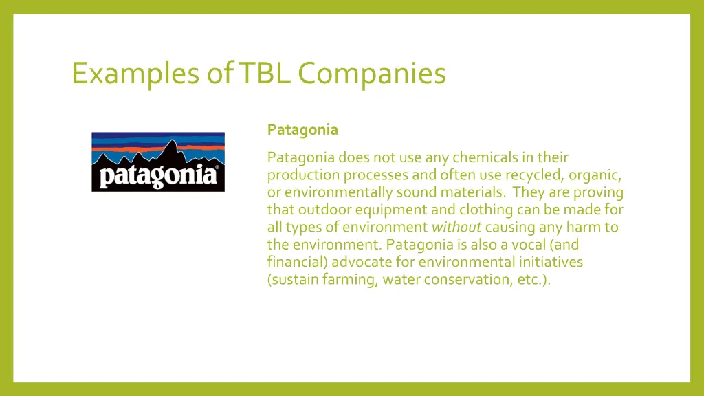 examples of tbl companies 1