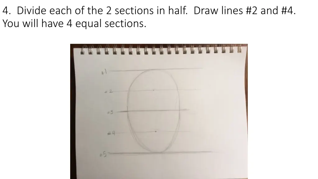 4 divide each of the 2 sections in half draw