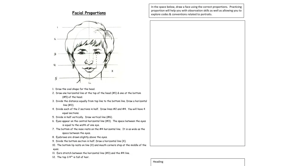 in the space below draw a face using the correct