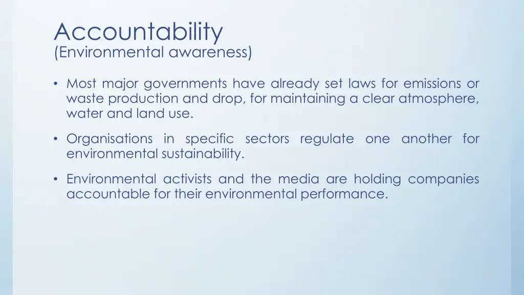 accountability environmental awareness