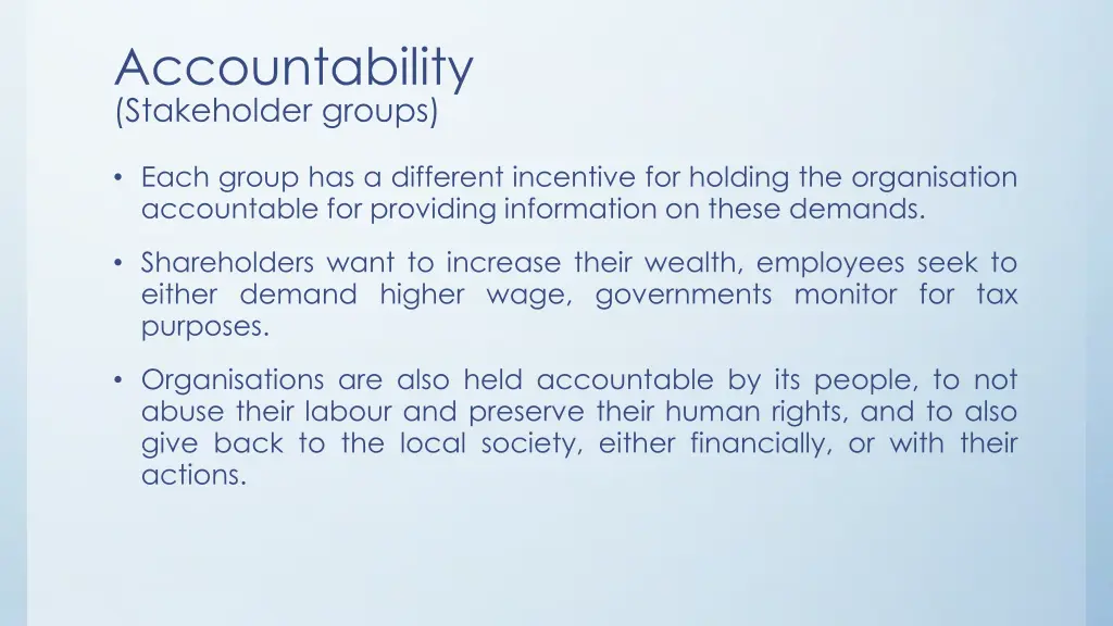 accountability stakeholder groups