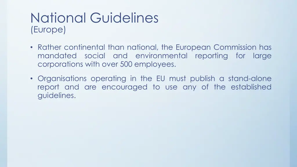 national guidelines europe