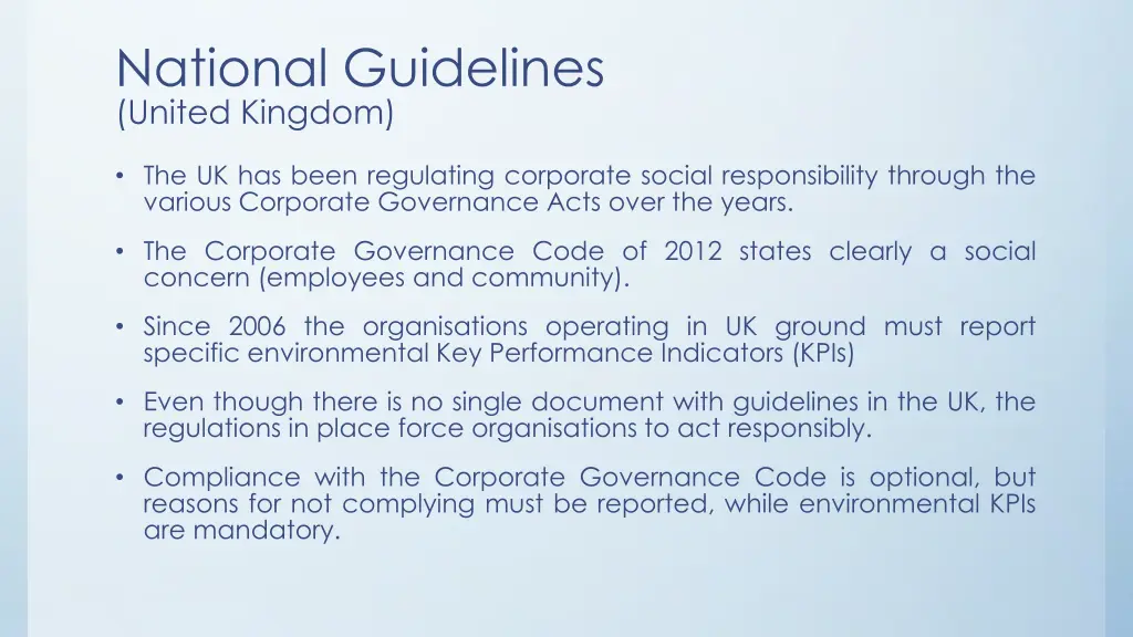 national guidelines united kingdom