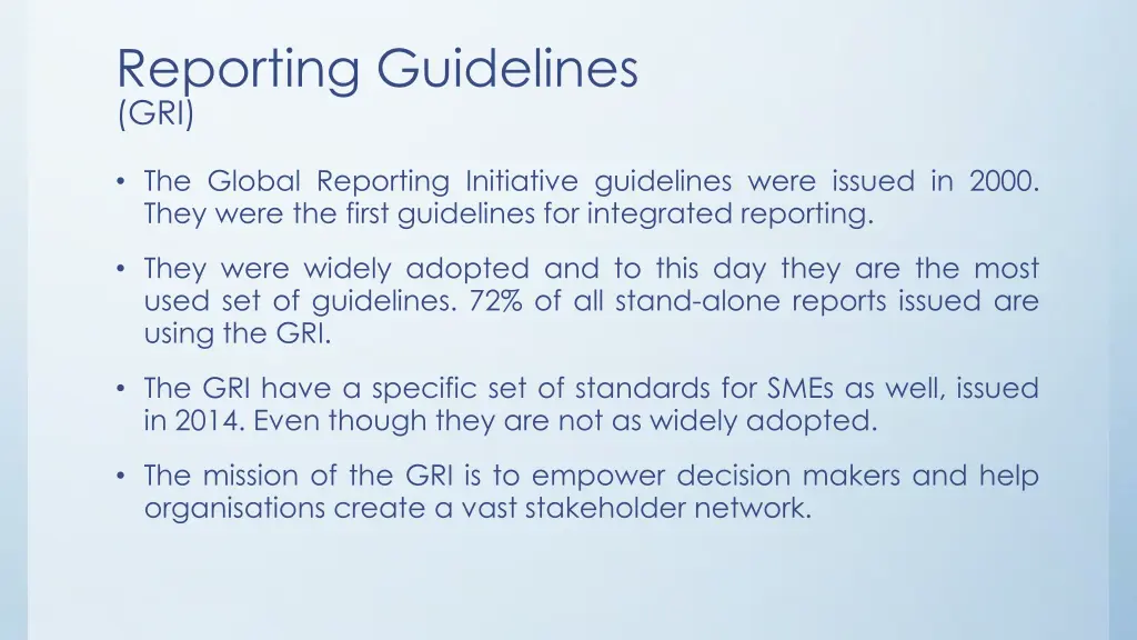 reporting guidelines gri