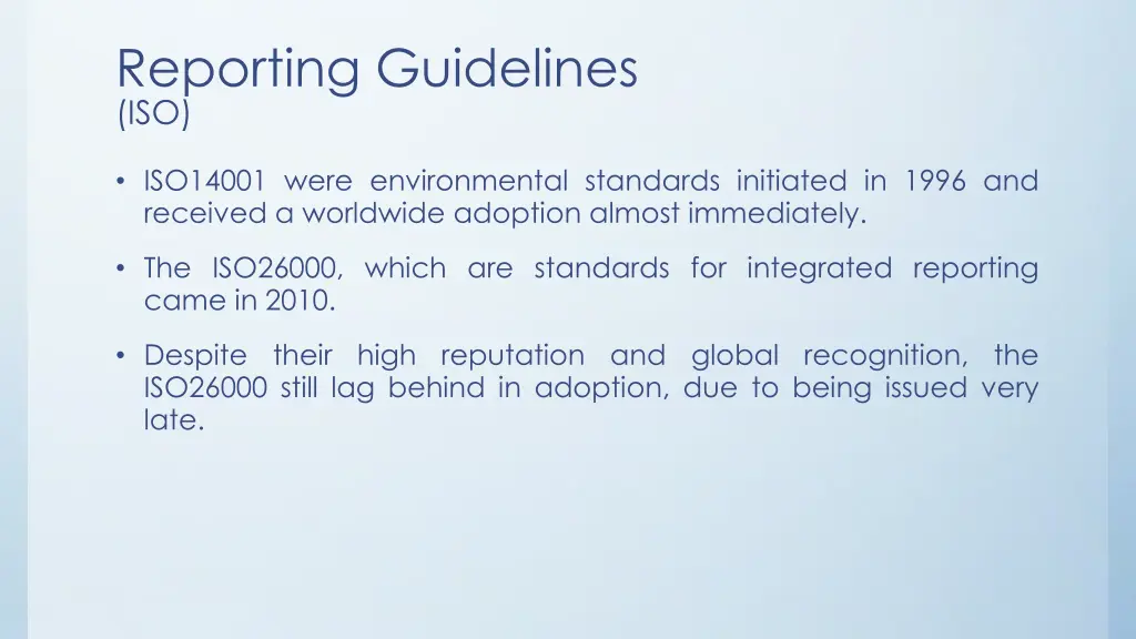 reporting guidelines iso