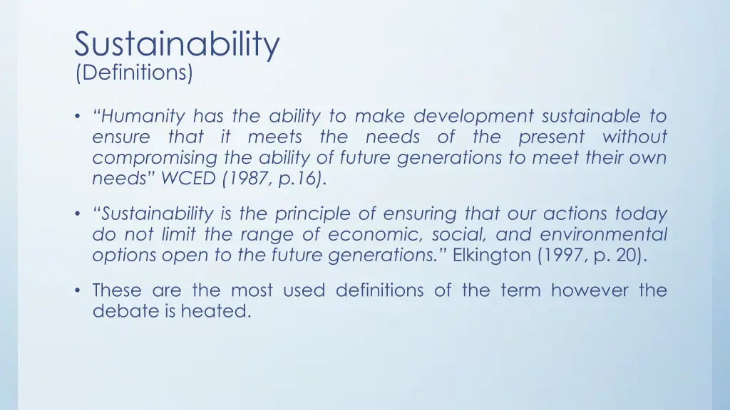 sustainability definitions