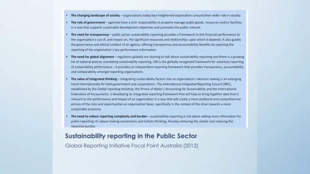 sustainability reporting in the public sector